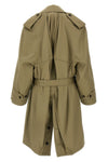 draped neck double-breasted cotton gabardine trench coat