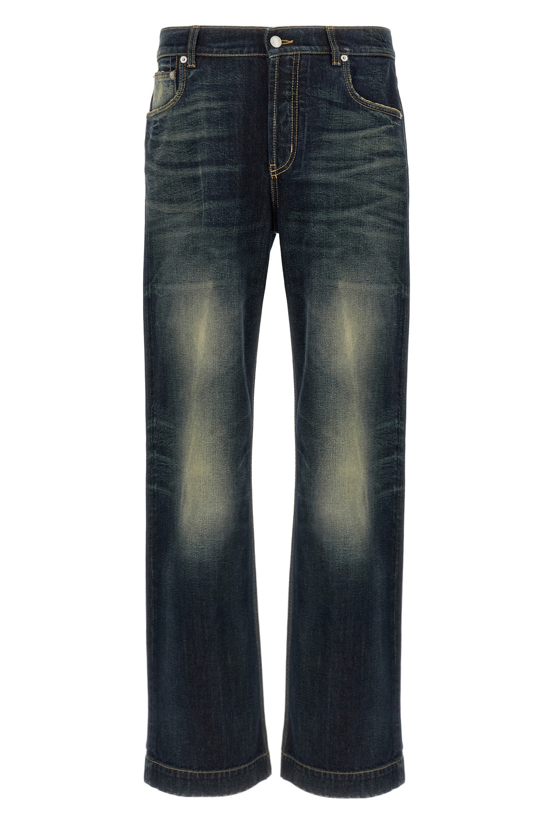 MCQUEEN 50 five-pocket used-effect stonewashed cotton denim jeans