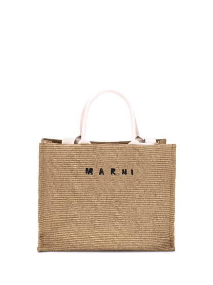 MARNI OS raffia-effect tote bag