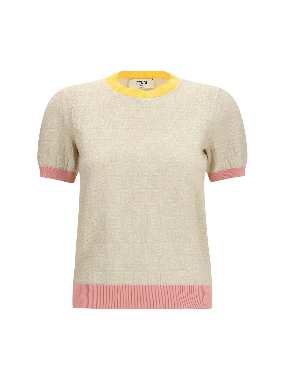 FENDI 38 cotton and silk crewneck sweater with ff motif