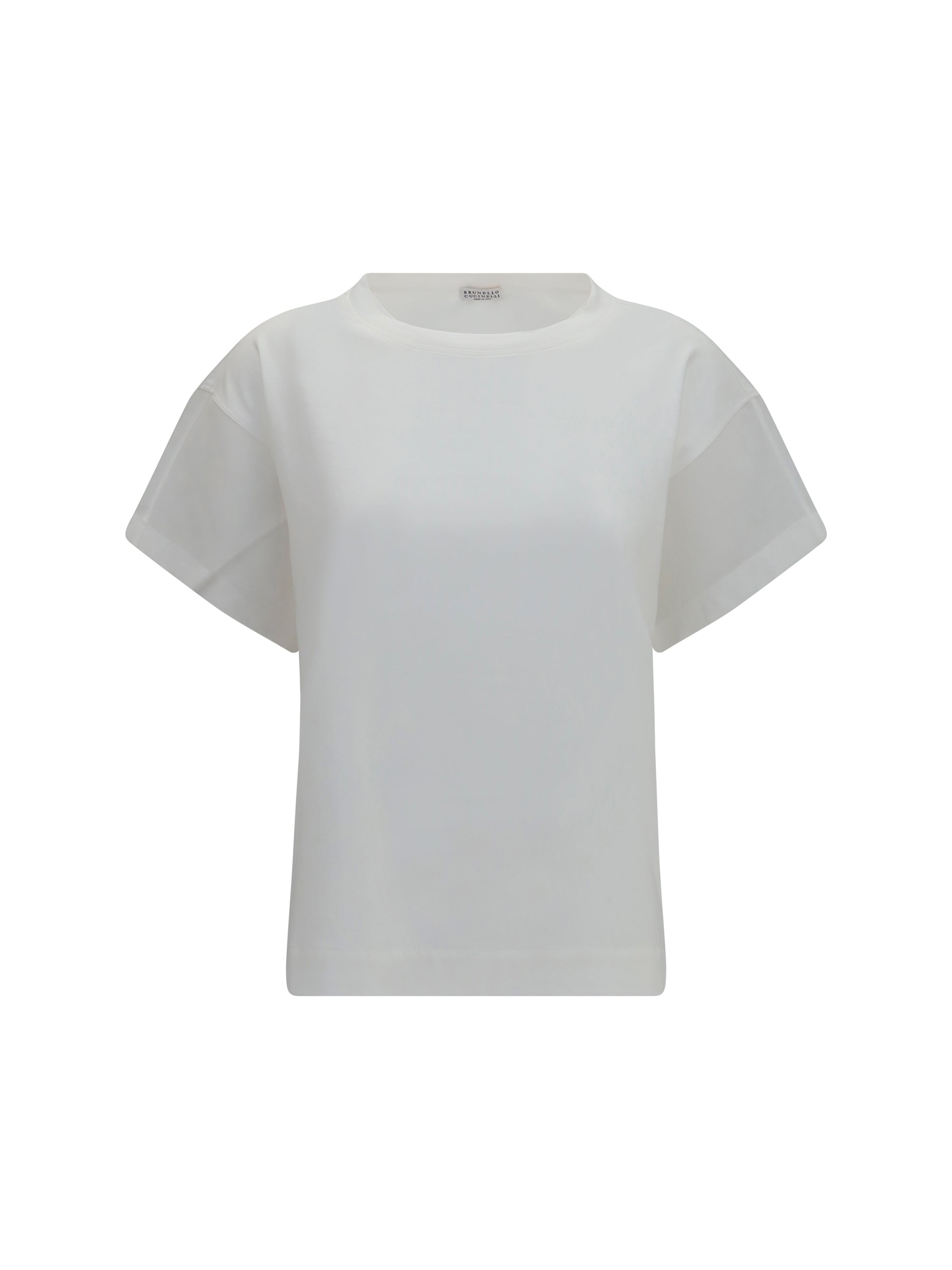 cotton t-shirt with sheer sleeves and side panels