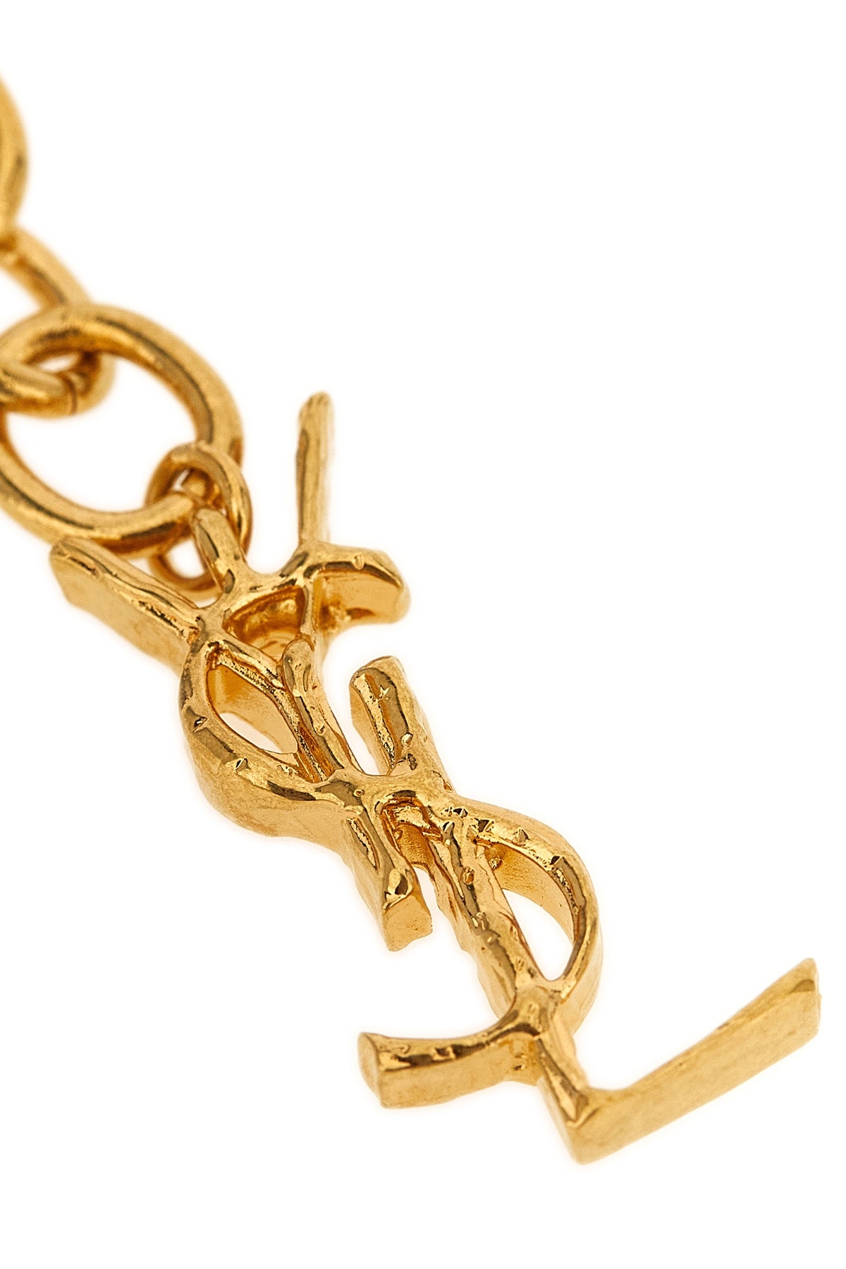 the saint laurent string chain bracelet is distinguished by a woven mesh constru