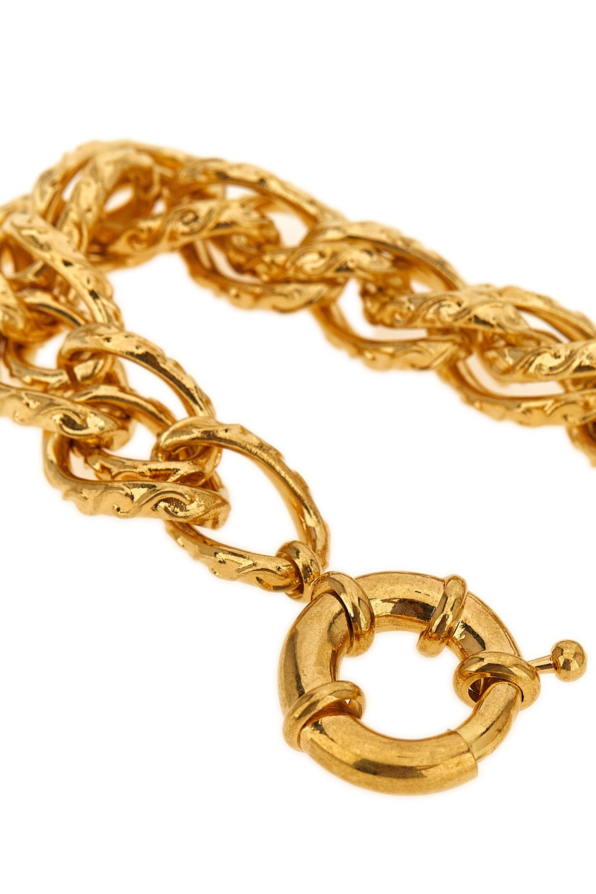 the saint laurent string chain bracelet is distinguished by a woven mesh constru