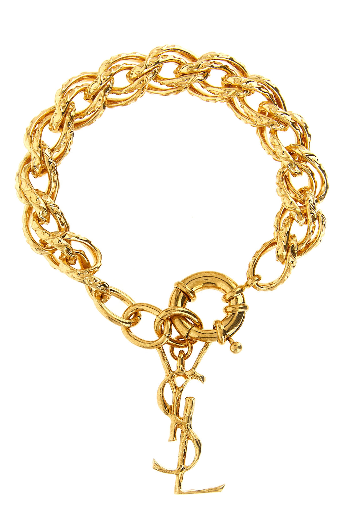 SAINT LAURENT S the saint laurent string chain bracelet is distinguished by a woven mesh constru