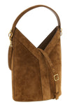 y long suede shoulder bag  bucket bucket design