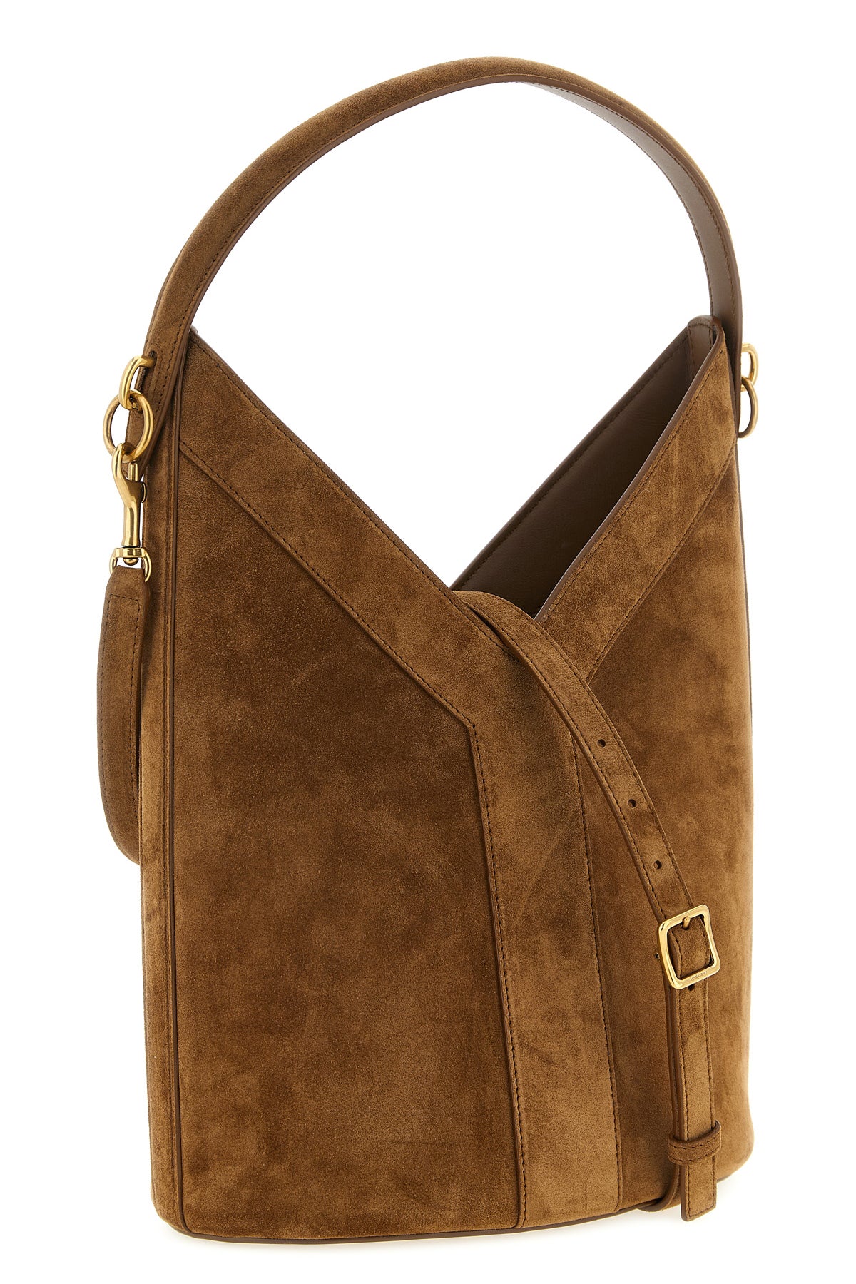 y long suede shoulder bag  bucket bucket design