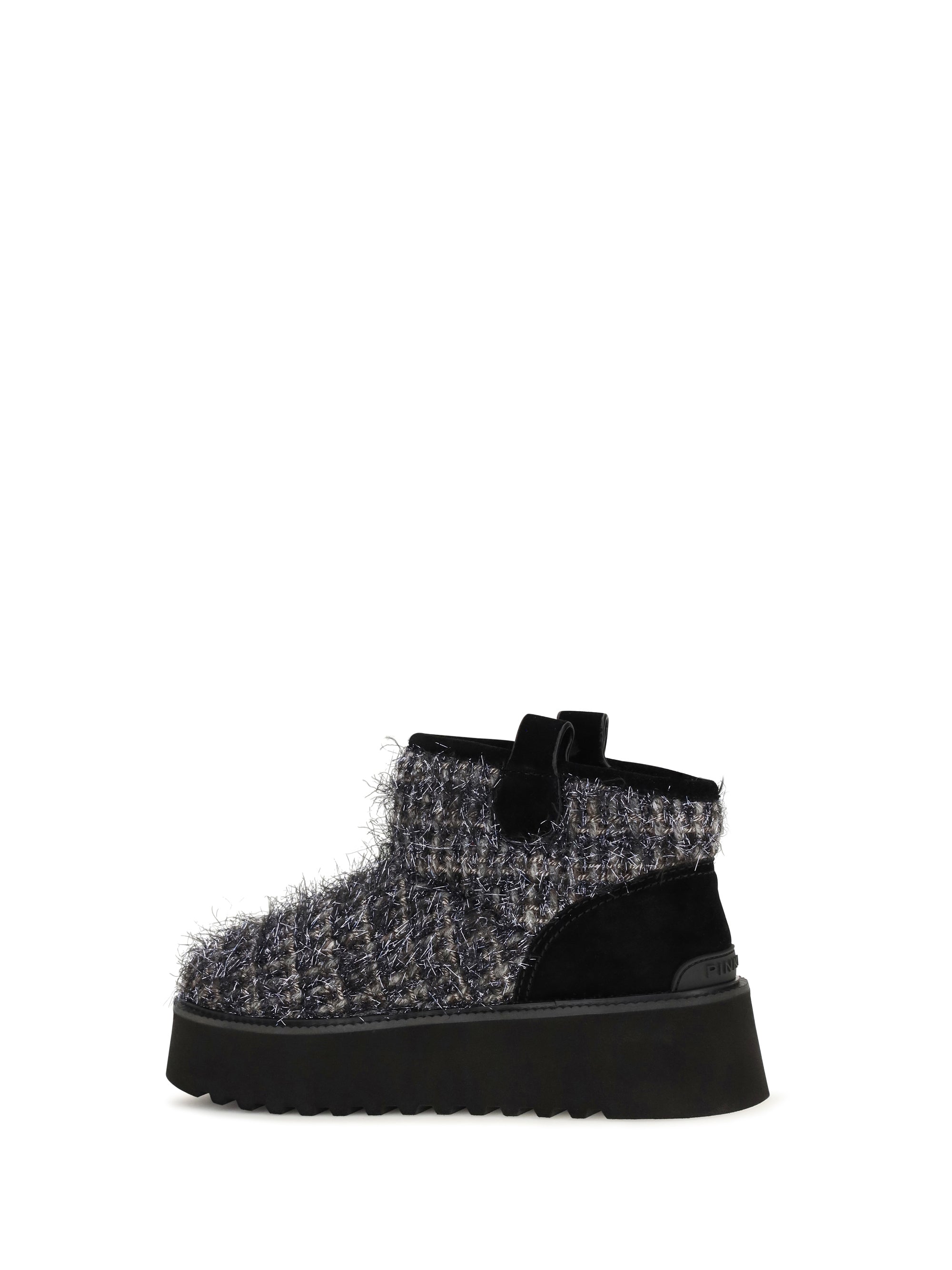 tweed and lurex ankle boots