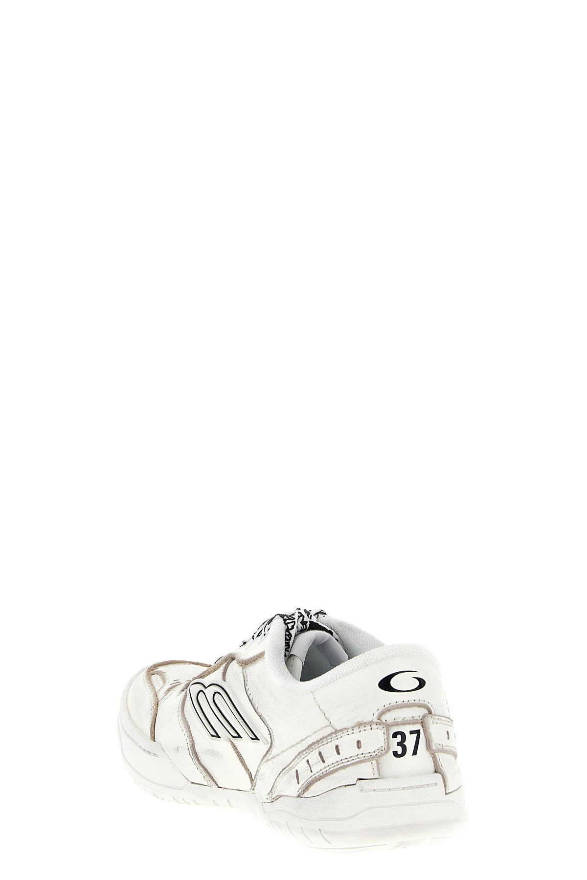hamptons worn-out medio sneakers in cowhide leather and used-effect polyester