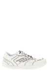 hamptons worn-out medio sneakers in cowhide leather and used-effect polyester