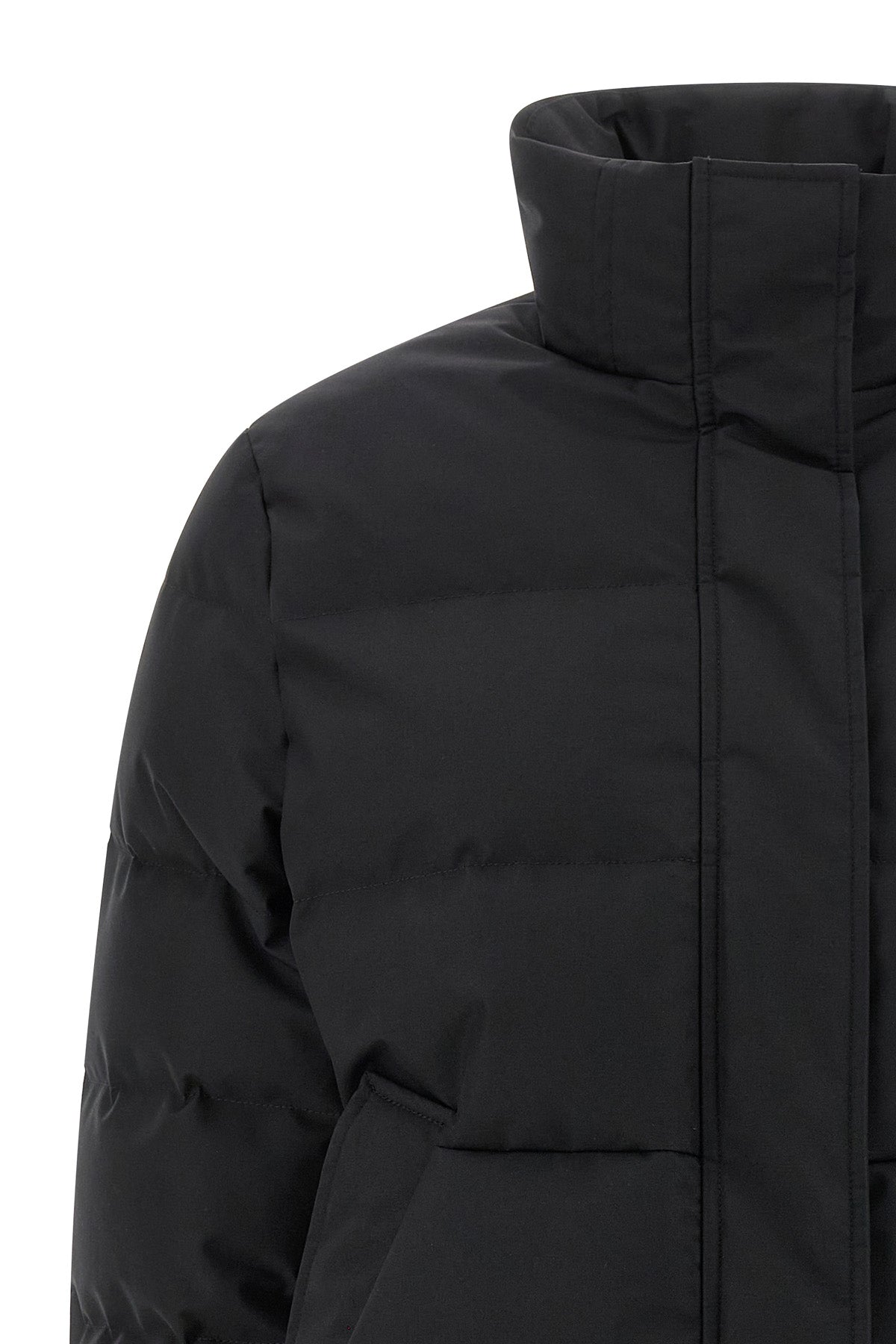quilted and goose feather padded technical fabric down jacket