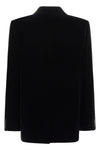 double-breasted viscose velvet and cupro blazer
