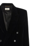 double-breasted viscose velvet and cupro blazer