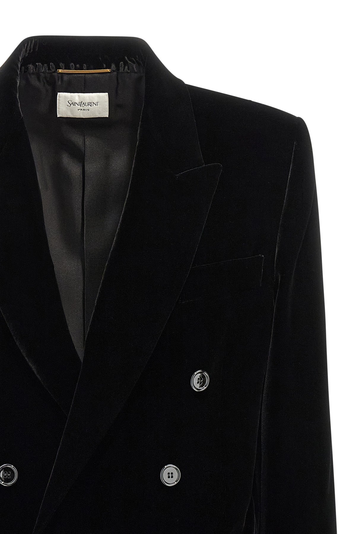 double-breasted viscose velvet and cupro blazer