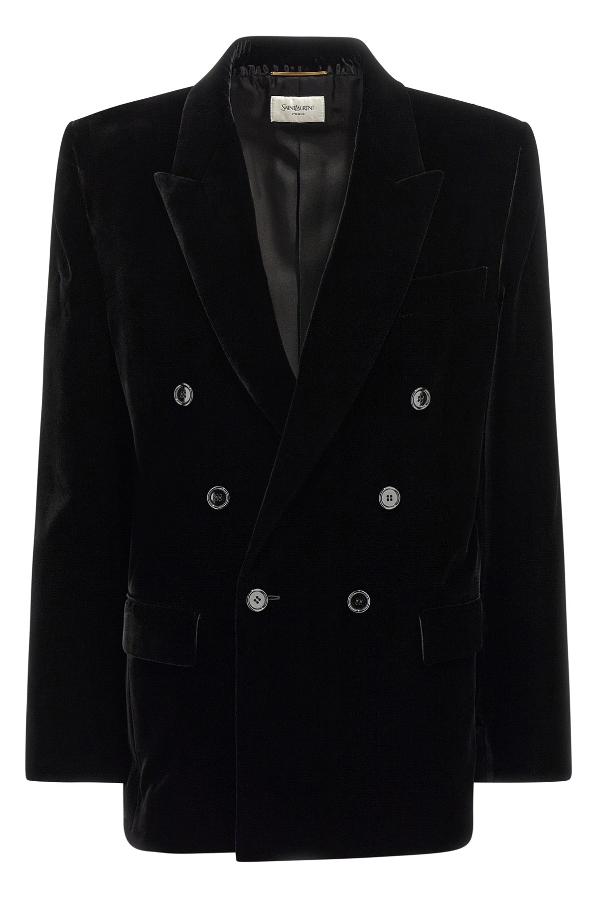 double-breasted viscose velvet and cupro blazer