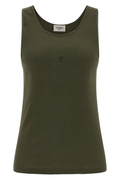 ribbed stretch cotton jersey tank top