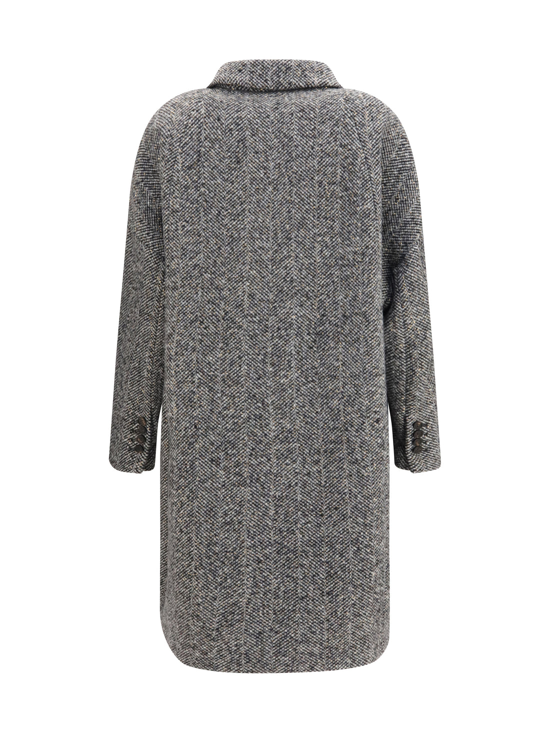 BRUNELLO CUCINELLI 40 double-breasted wool and alpaca blend coat with sequins
