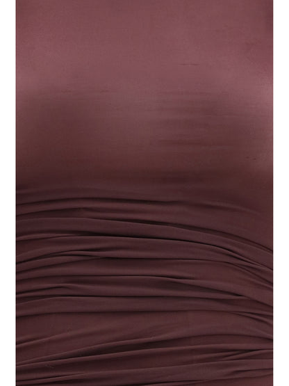 WOLFORD M asymmetric semi-sheer midi dress