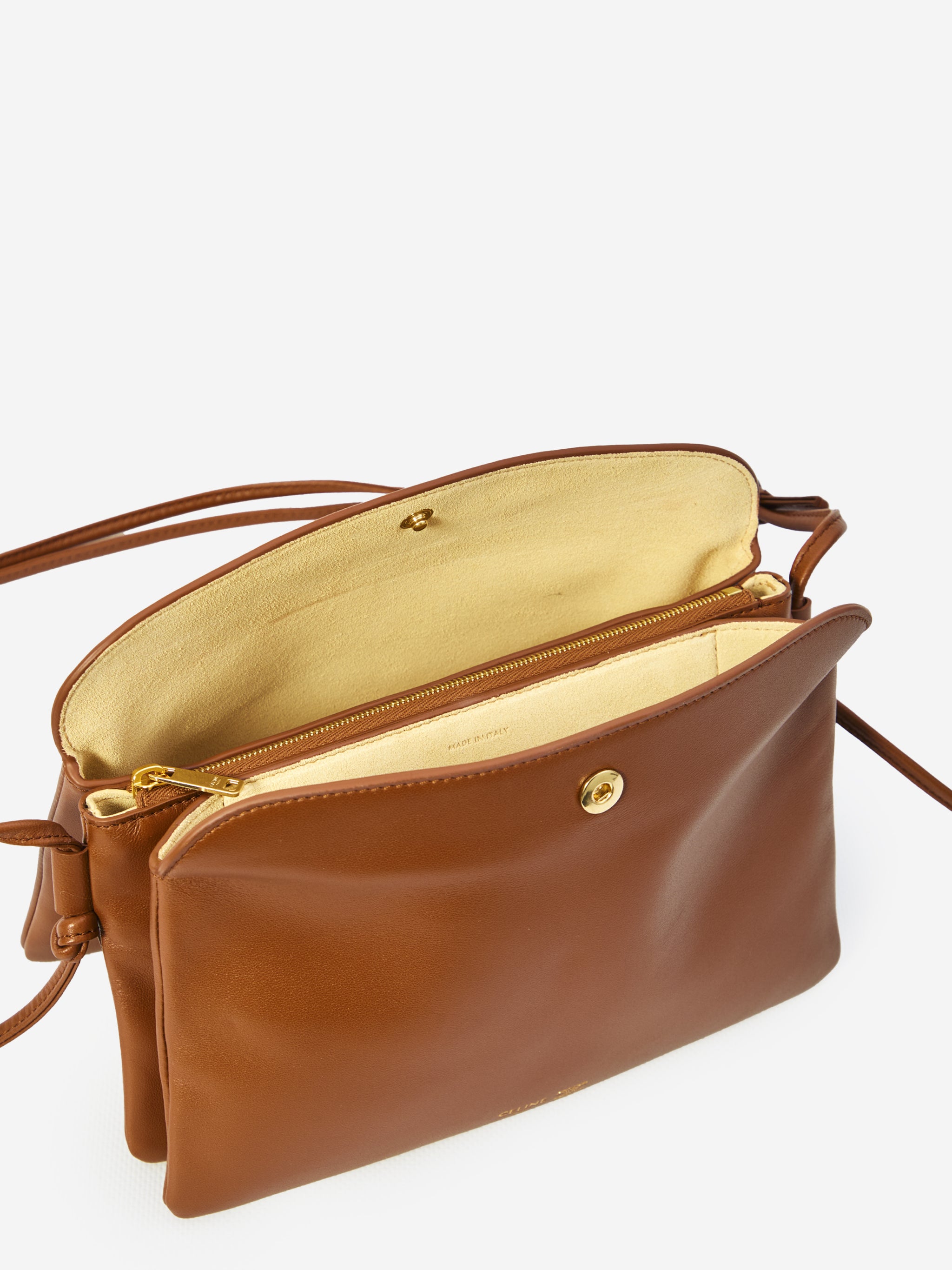 cognac trio flap bag