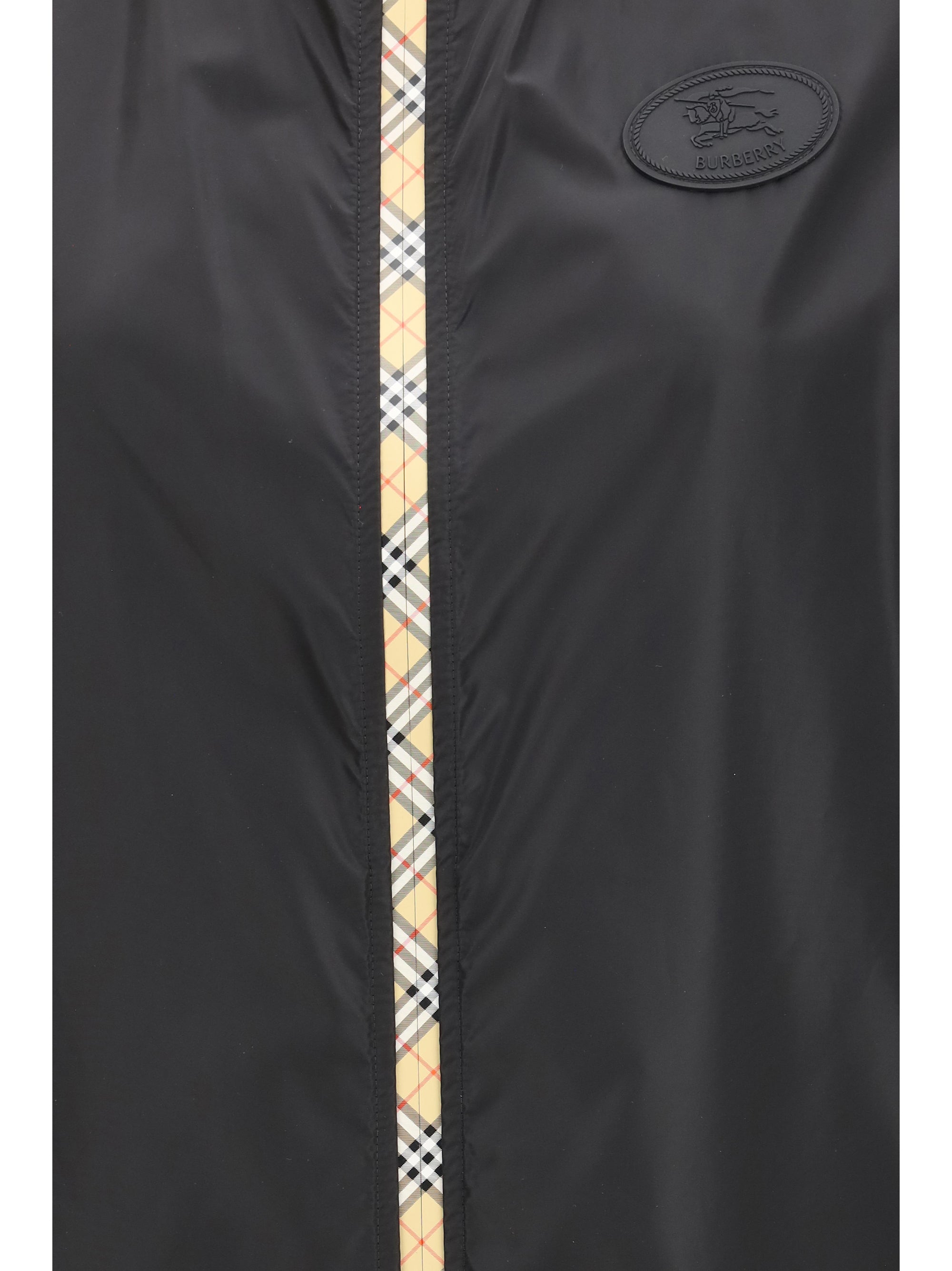 check hooded nylon jacket