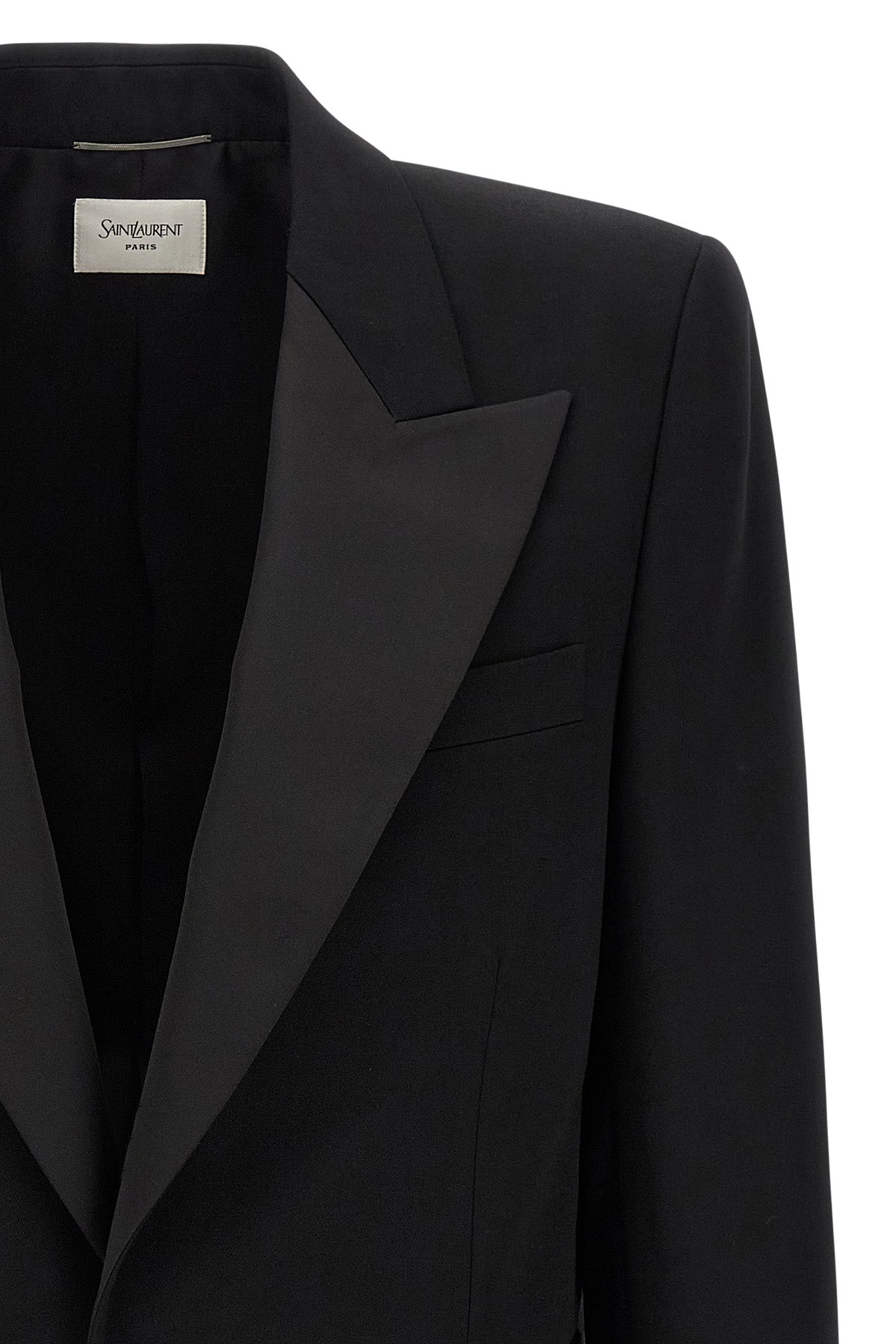smoking single-breasted blazer in grain de poudre wool