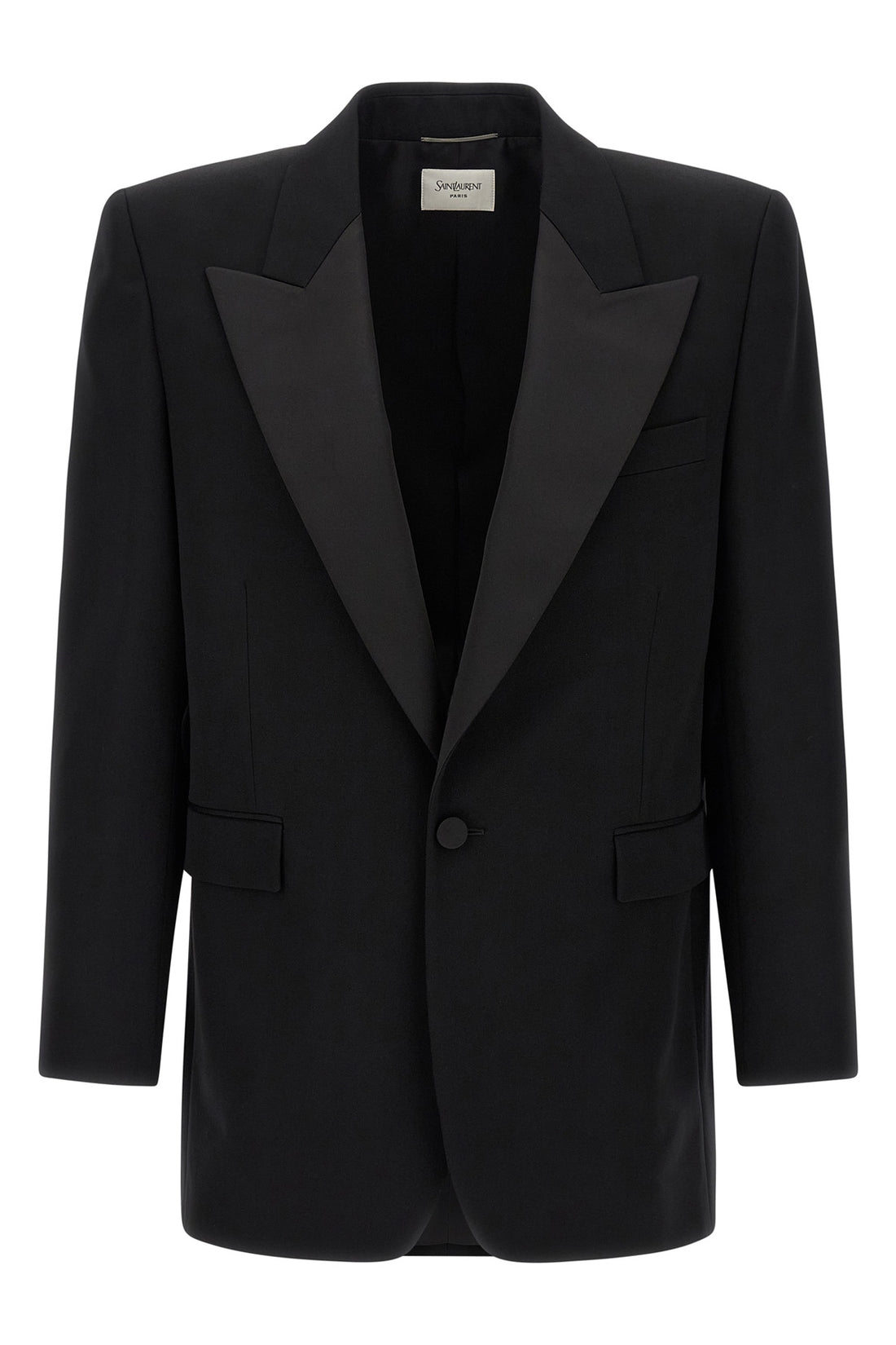 SAINT LAURENT 50 smoking single-breasted blazer in grain de poudre wool