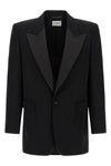 smoking single-breasted blazer in grain de poudre wool