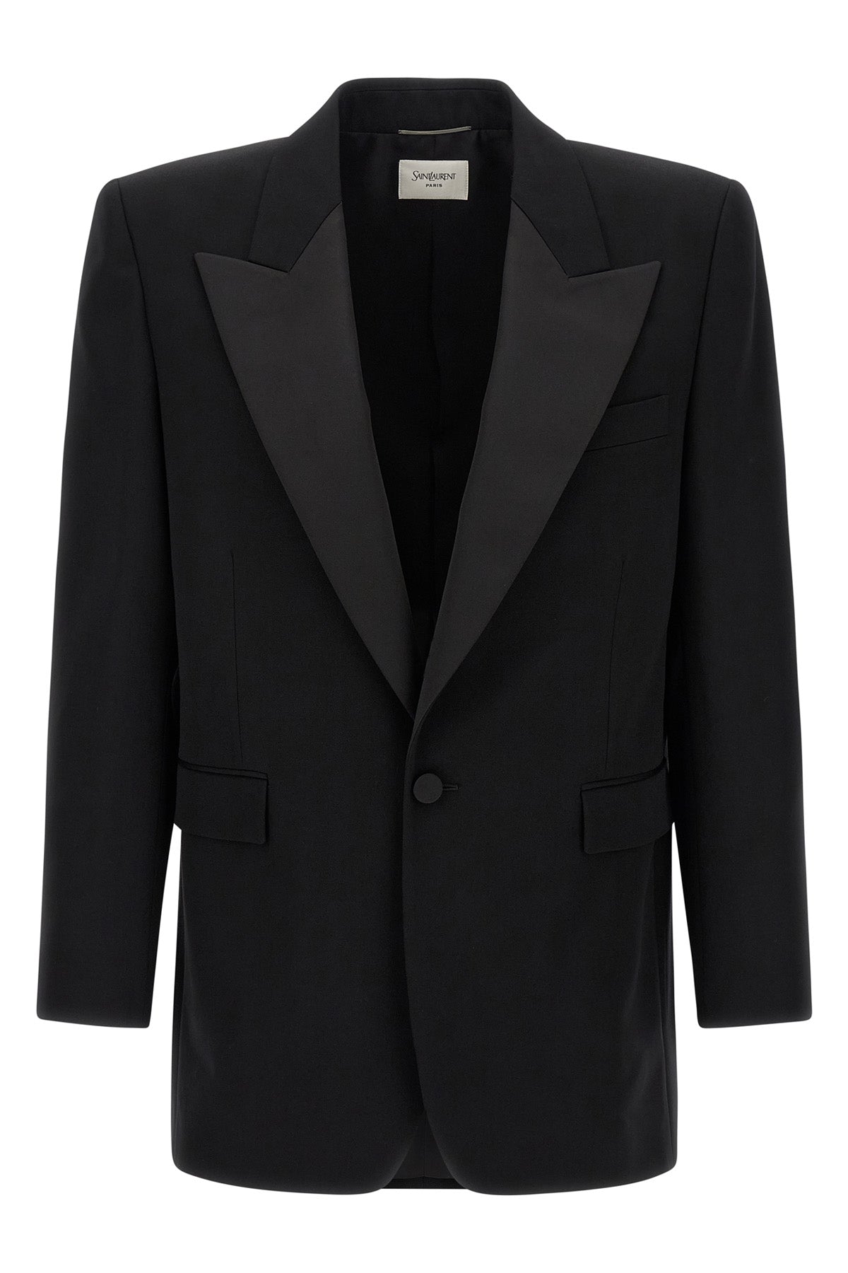 smoking single-breasted blazer in grain de poudre wool