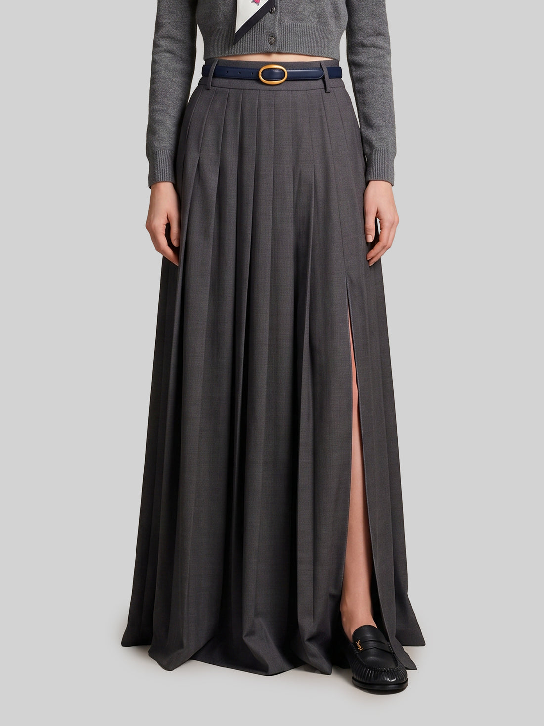 SUTTON NEW YORK 40 anthracite maxi pleated skirt