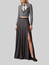 anthracite maxi pleated skirt