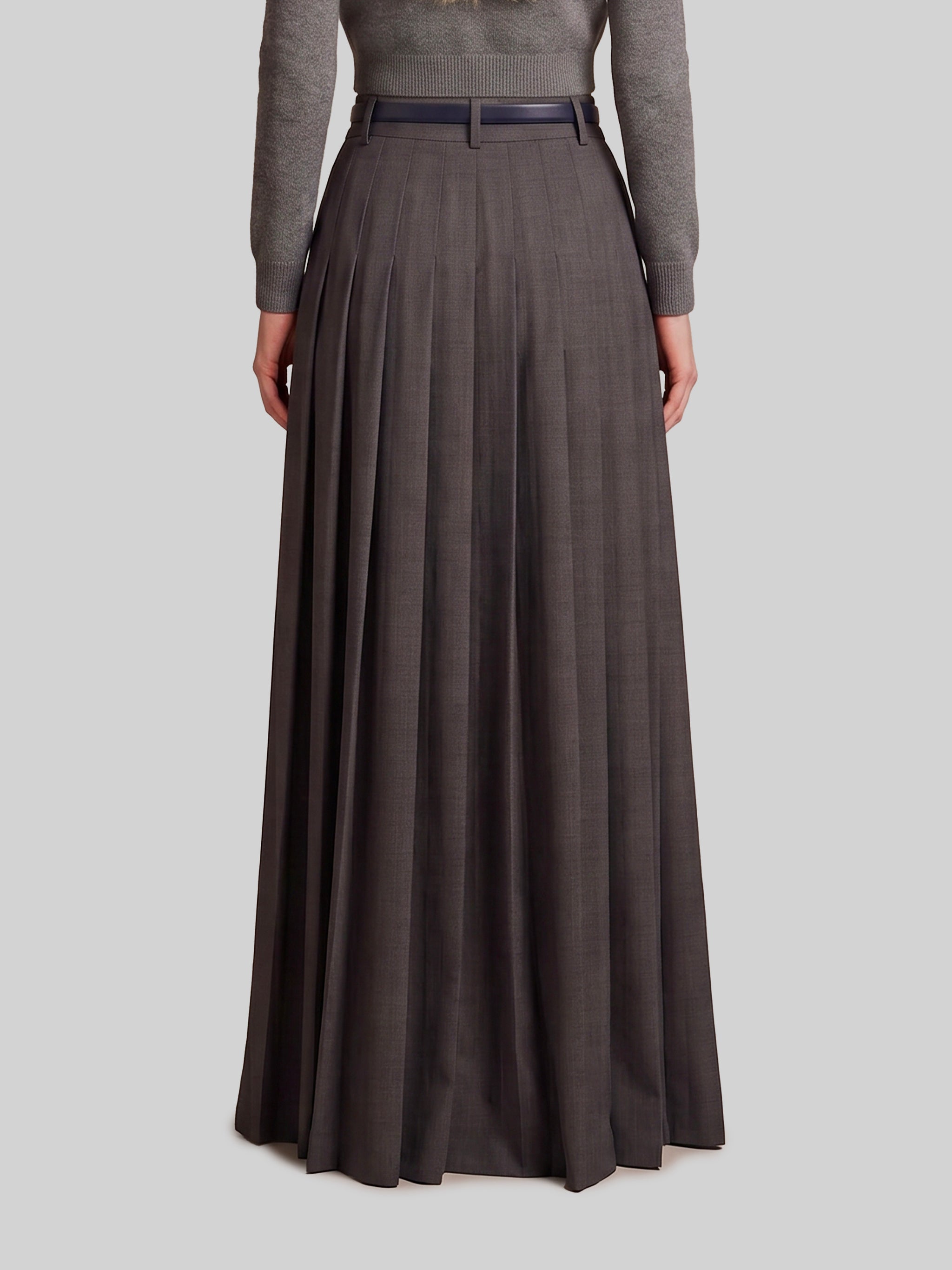 anthracite maxi pleated skirt