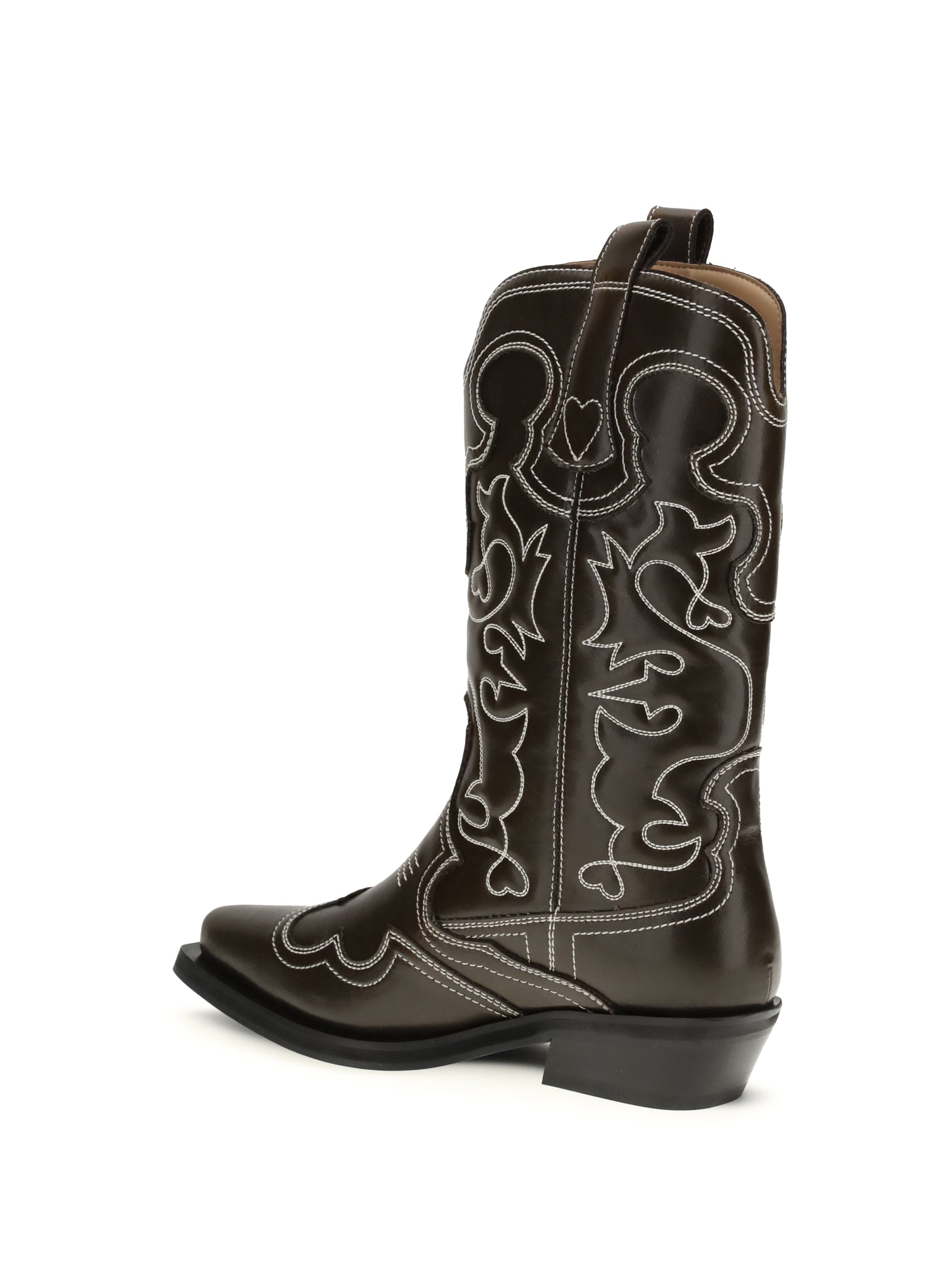 faux-leather texan boots