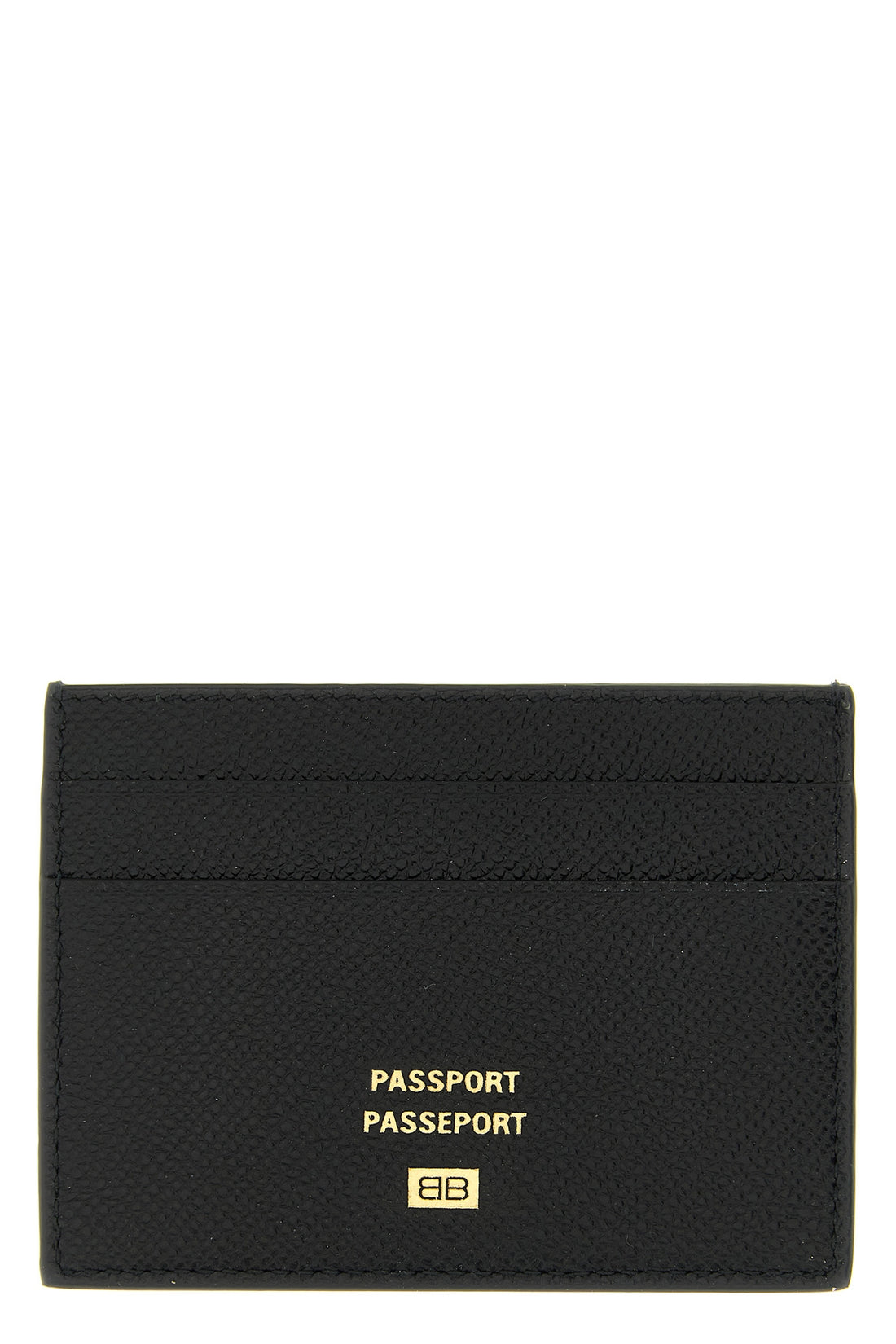 BALENCIAGA OS passport card holder in semi-matt textured calf leather