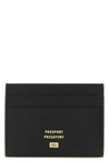 passport card holder in semi-matt textured calf leather
