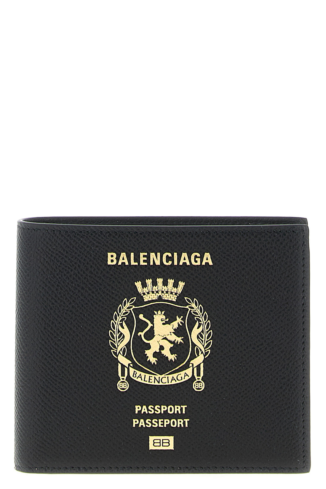 BALENCIAGA OS passport wallet in semi-matt textured calf leather