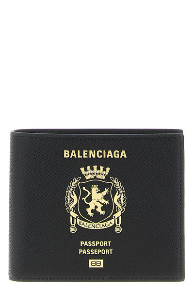 passport wallet in semi-matt textured calf leather