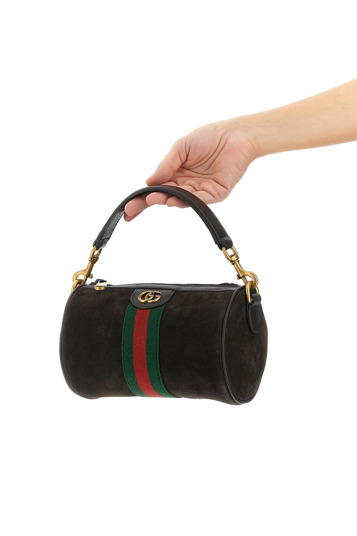 ophidia mini handbag in suede and smooth leather