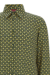 crêpe de chine print silk shirt all-over horsebit