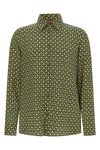 crêpe de chine print silk shirt all-over horsebit