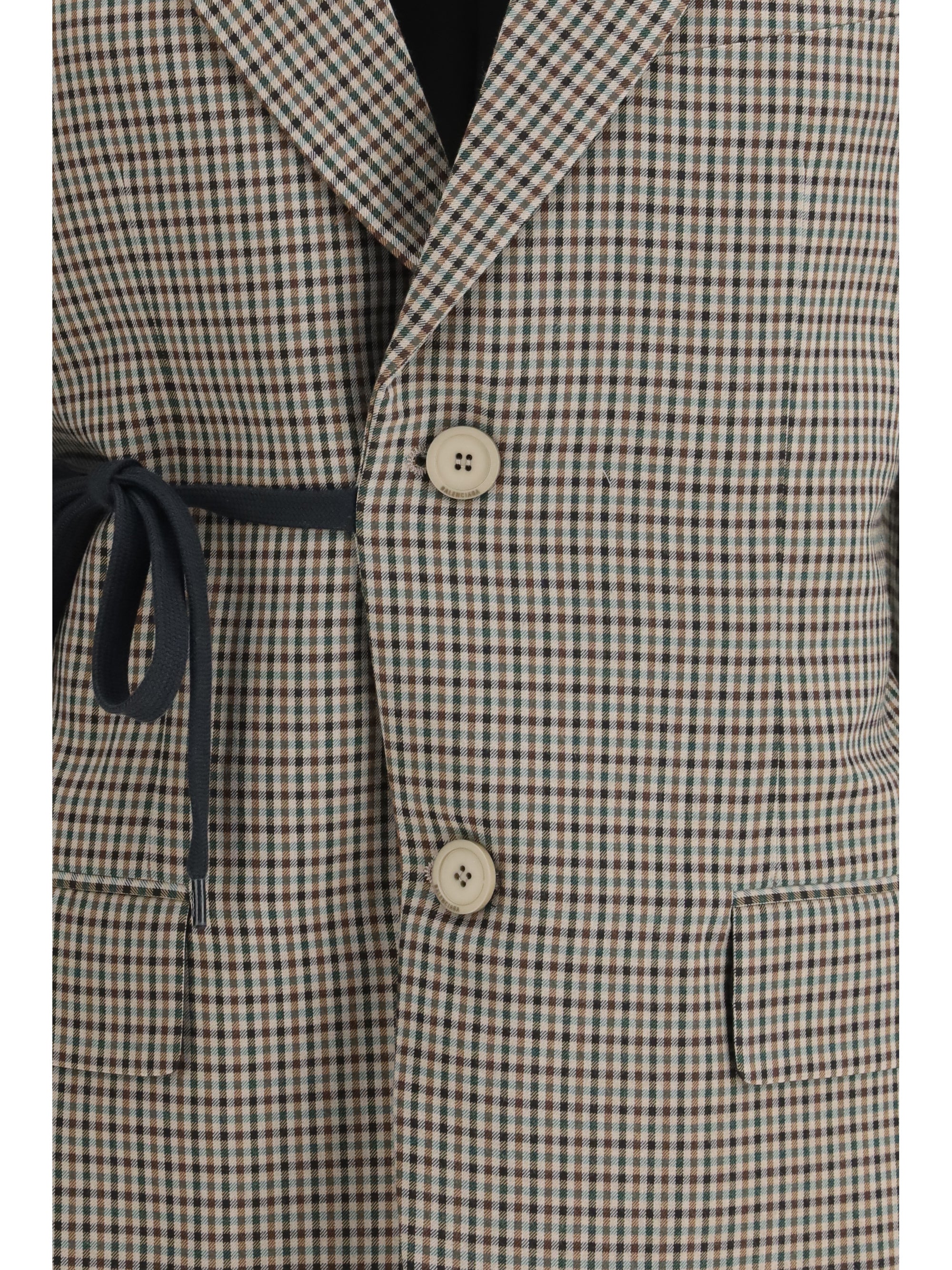 BALENCIAGA 38 single-breasted vichy jacket 