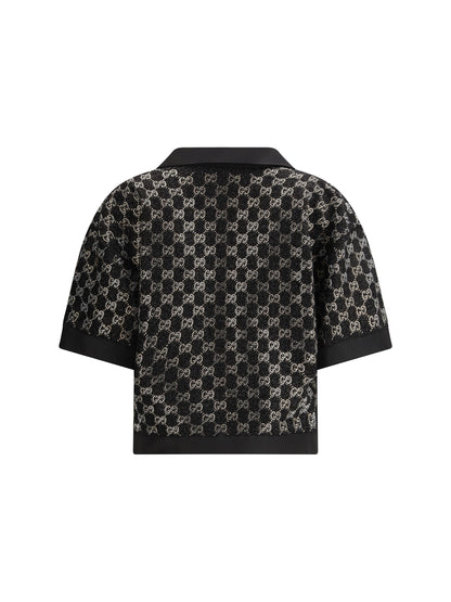 GUCCI 42 wool lamé tweed top