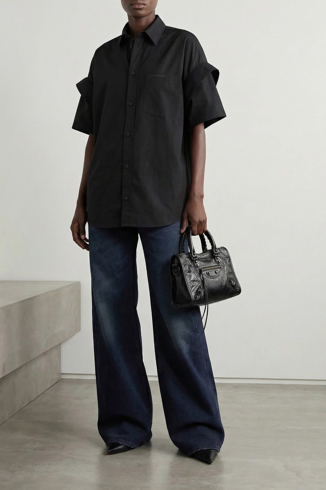 BALENCIAGA 24 used-effect cotton denim jeans