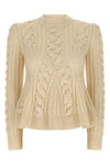 peplum cable wool and cashmere blend sweater