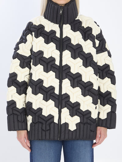black and white puffer jacket
