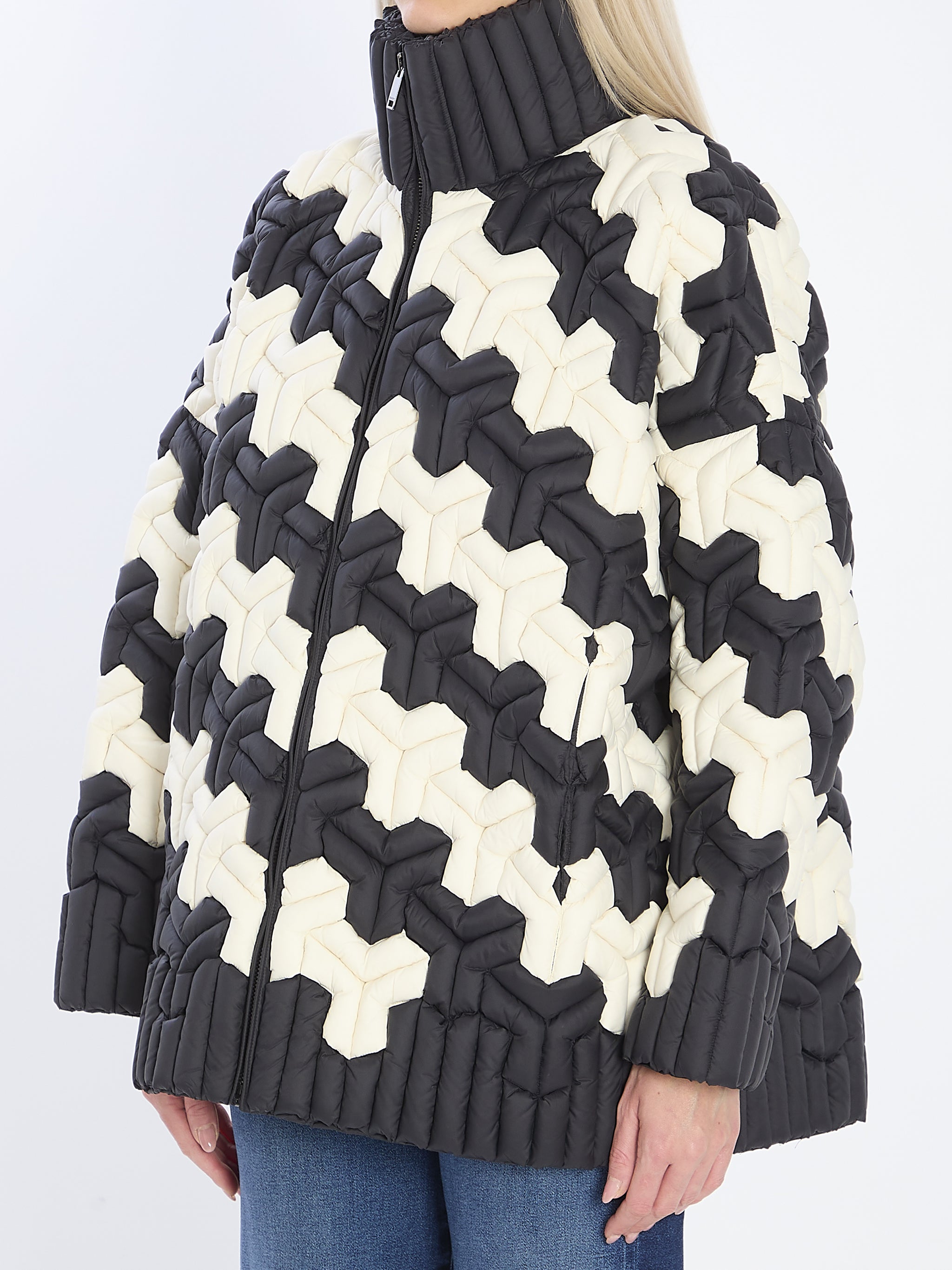 black and white puffer jacket