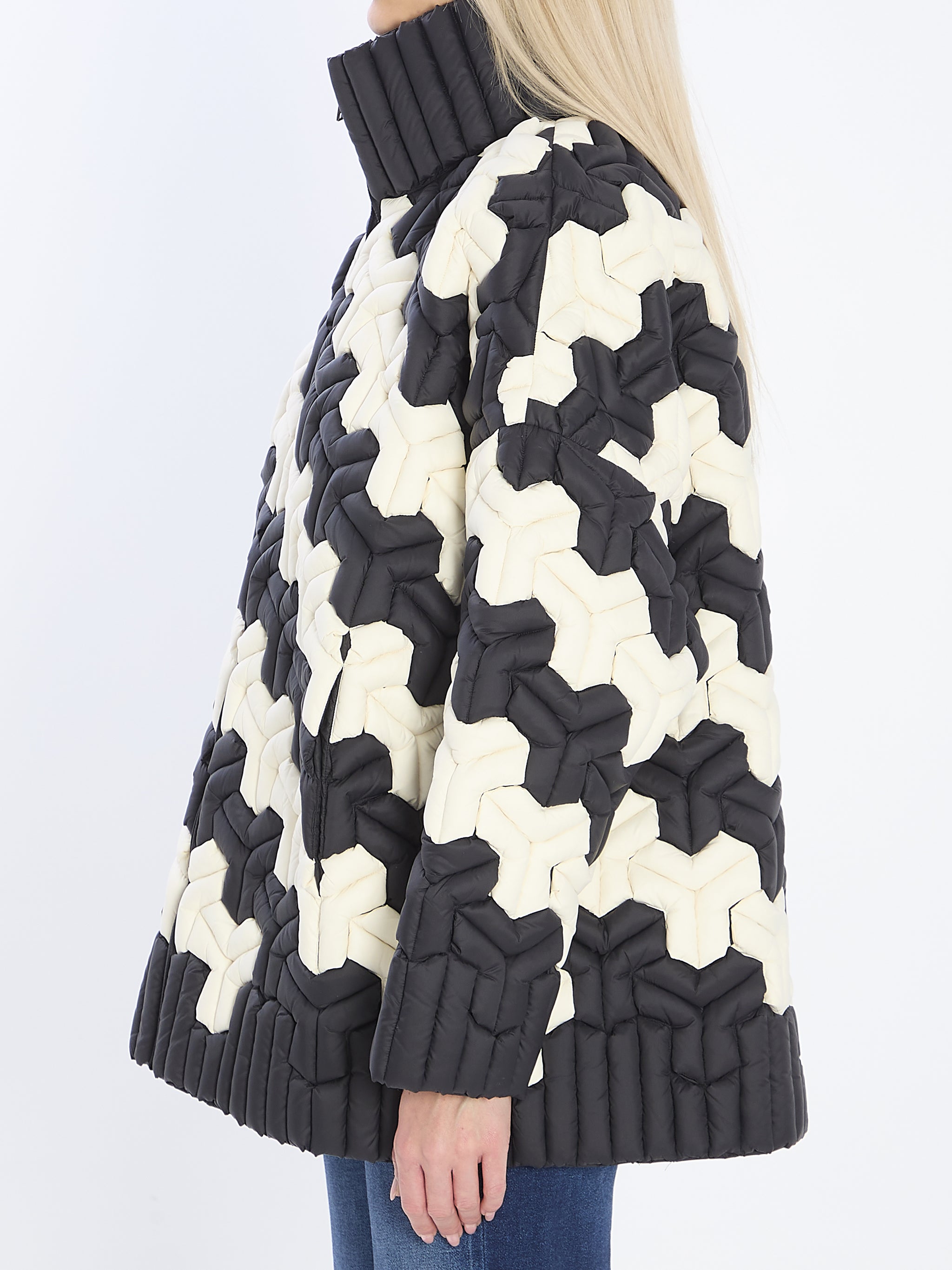 black and white puffer jacket