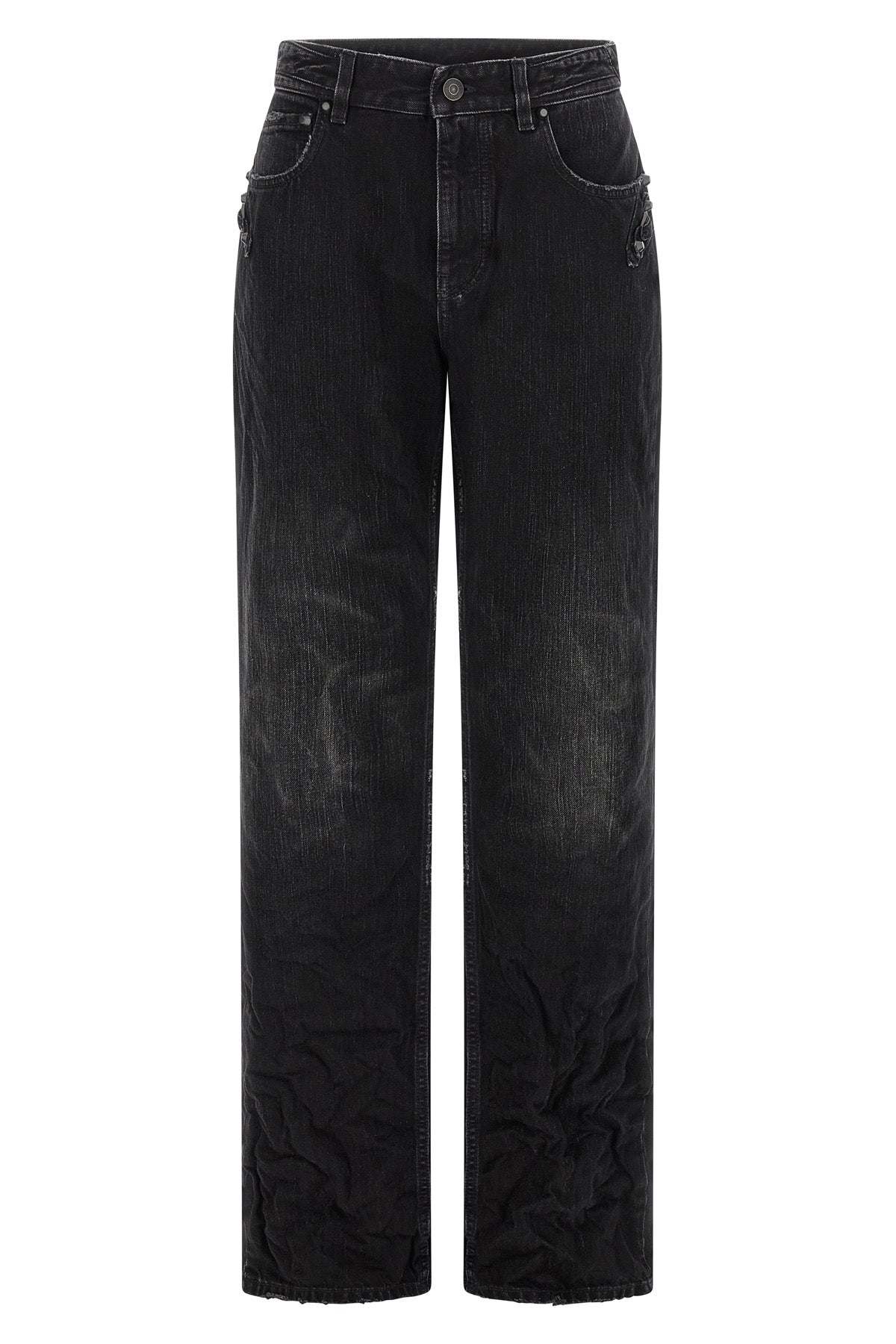 city used-effect stonewashed cotton denim jeans
