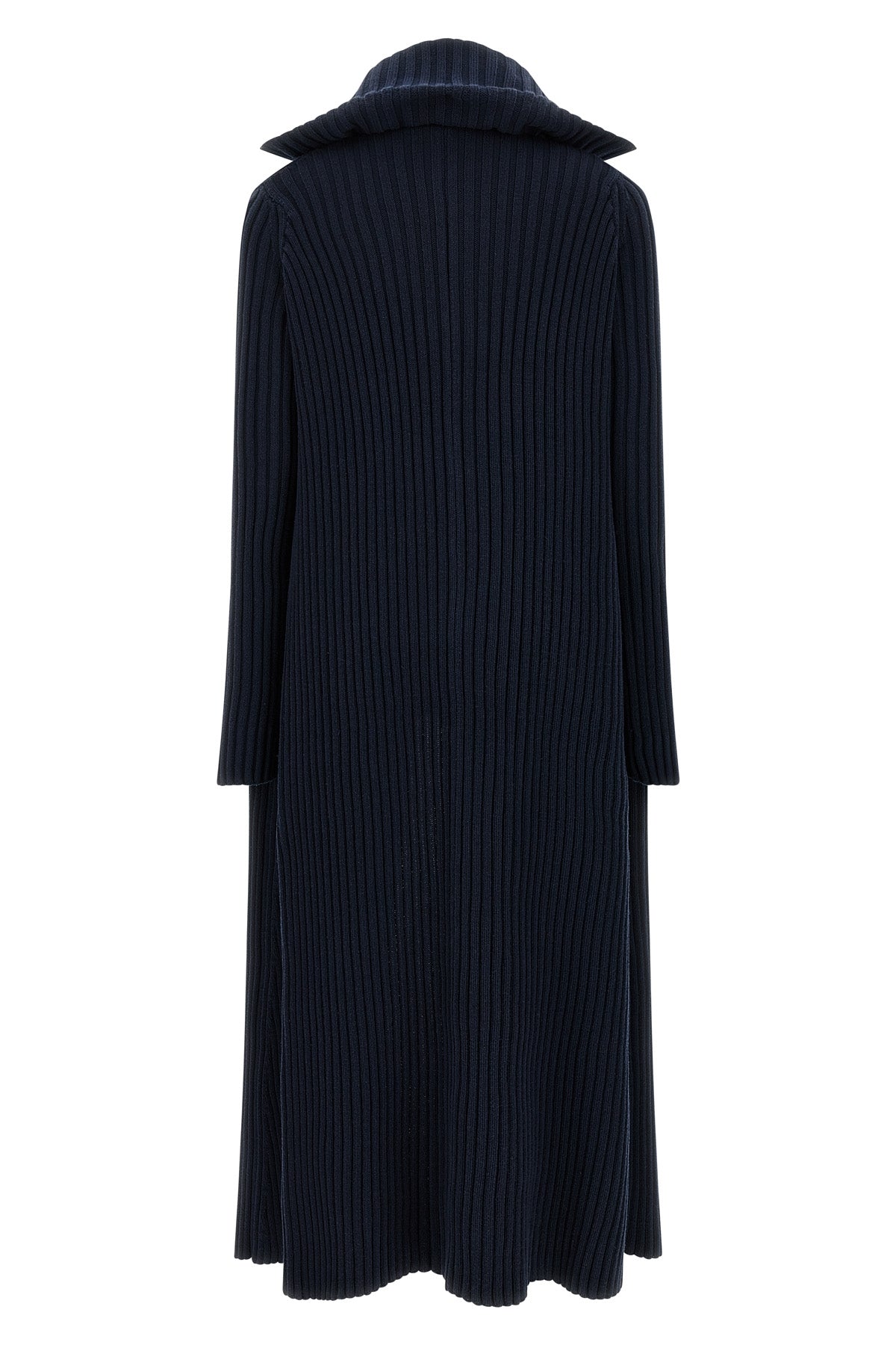 maxi cardigan in ribbed cotton blend