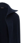maxi cardigan in ribbed cotton blend