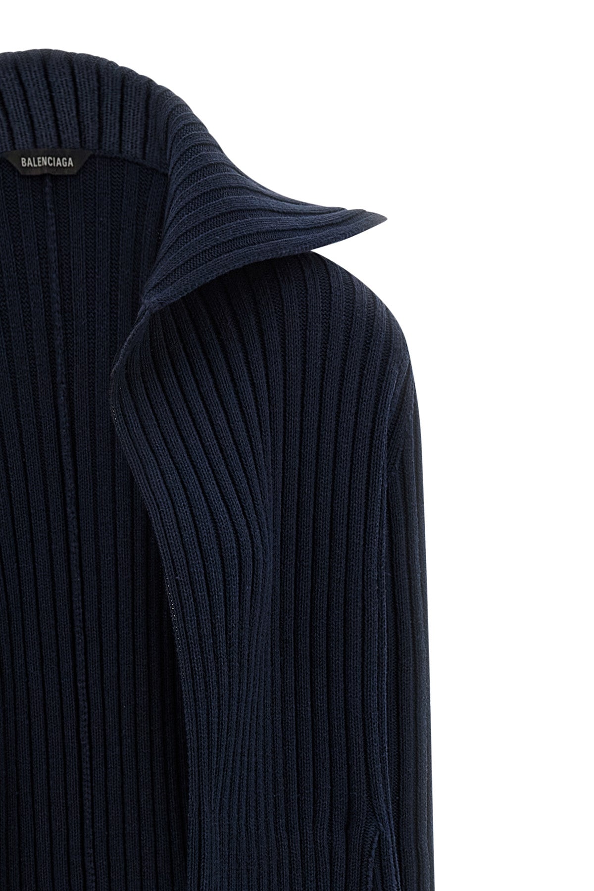 maxi cardigan in ribbed cotton blend
