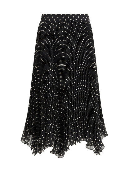 VALENTINO 42 polka-dot silk skirt